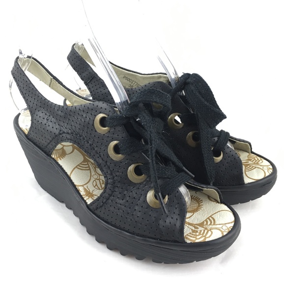 fly london black wedge sandals